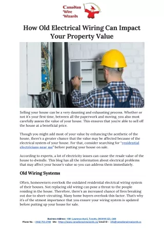 How Old Electrical Wiring Can Impact Your Property Value