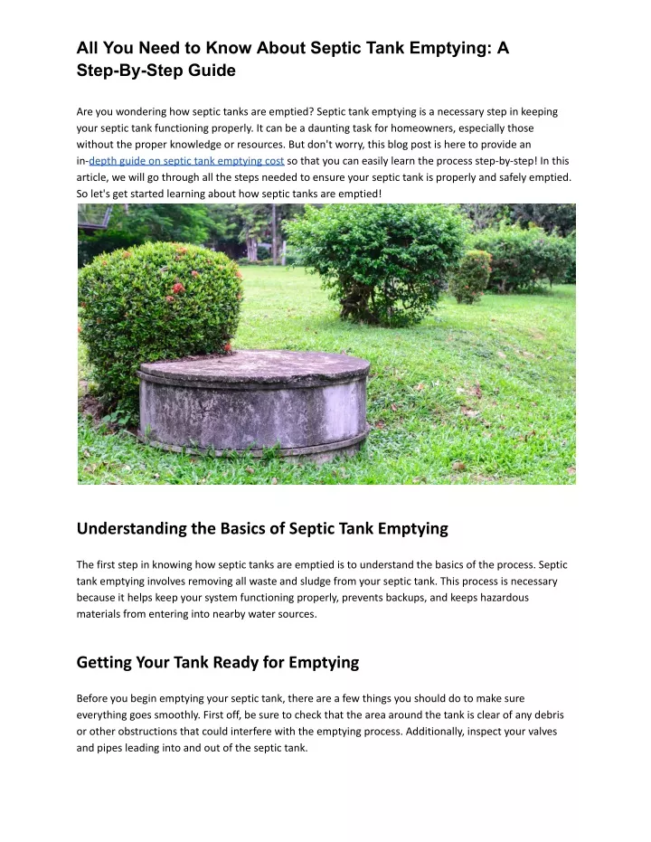 all you need to know about septic tank emptying