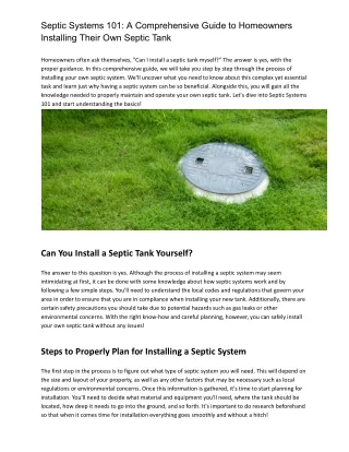 septic systems 101 a comprehensive guide