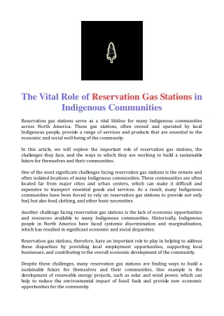 The Vital Role of Reservation Gas Stations in Indigenous Communities