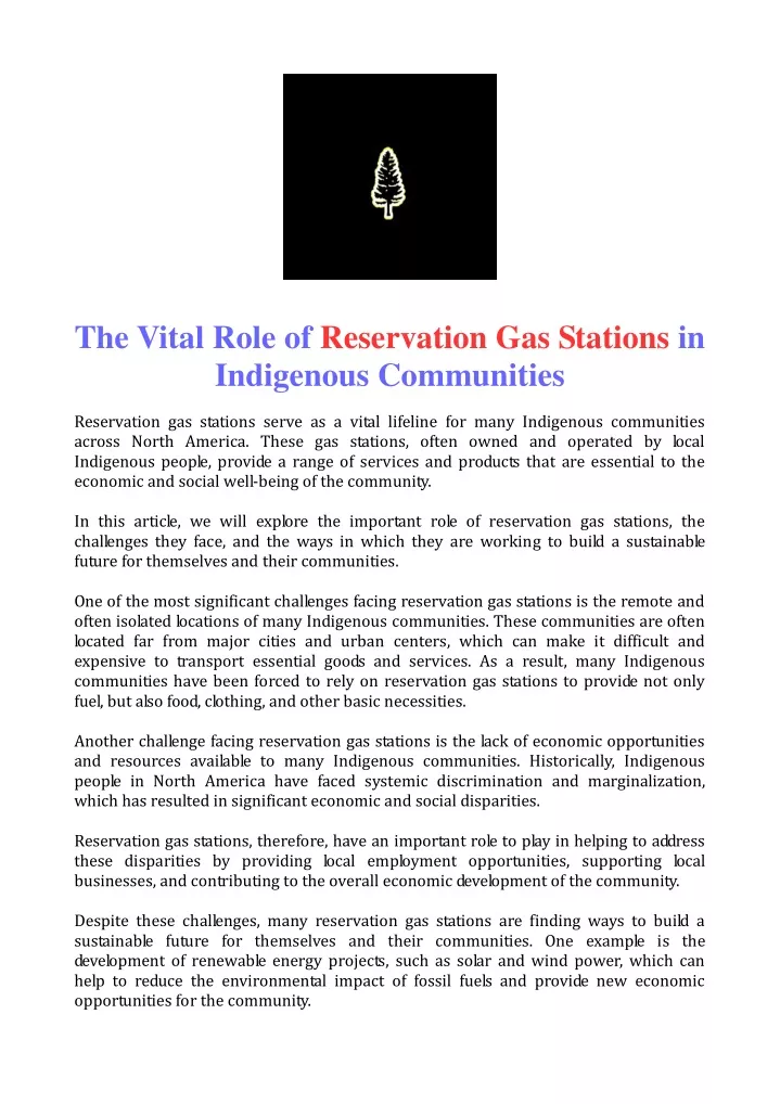 the vital role of reservation gas stations