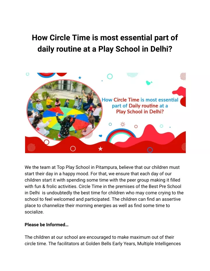 how circle time is most essential part of daily