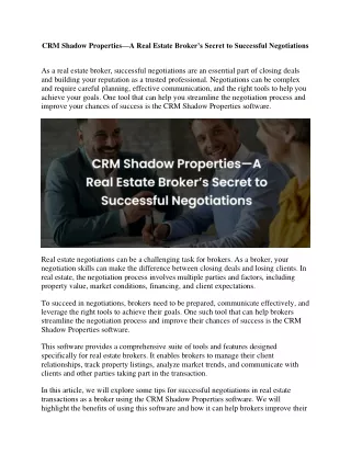 CRM Shadow Properties
