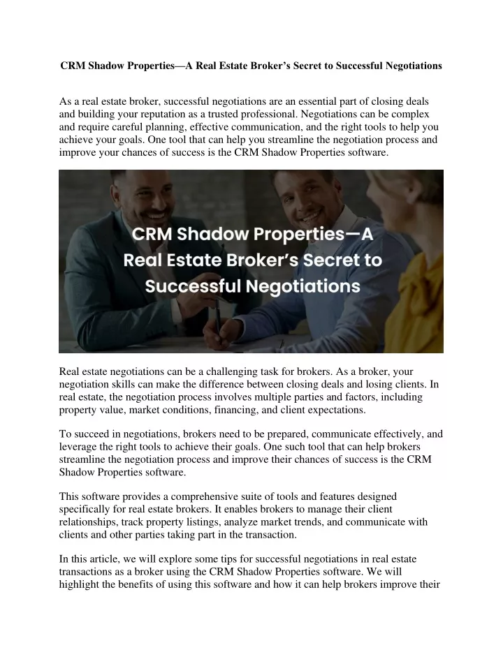 crm shadow properties a real estat e broker