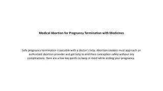 Medical Abortion for Pregnancy Termination with Medicines