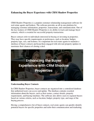 Enhancing the Buyer Experience with CRM Shadow Properties