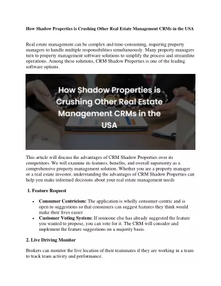 How Shadow Properties is Crushing Other Real Estate Management CRMs in the USA