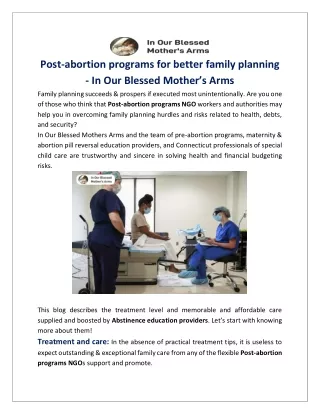 Post-abortion programs for better family planning