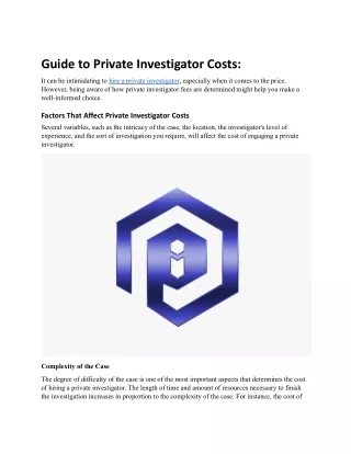 Guide to Private Investigator Costs: