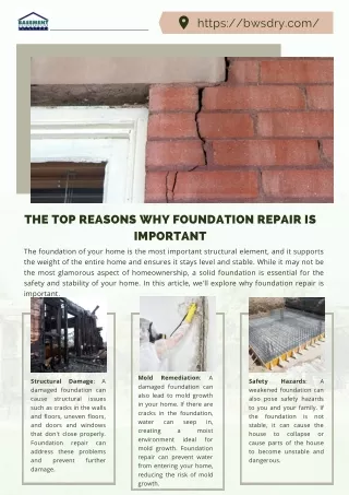 The Top Reasons Why Foundation Repair is Important