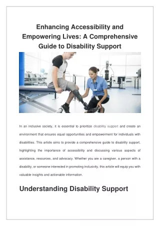 Enhancing Accessibility and Empowering Lives A Comprehensive Guide to Disability Support