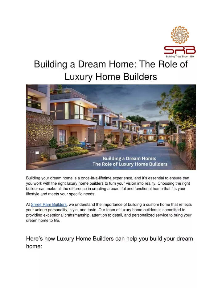 building a dream home the role of luxury home