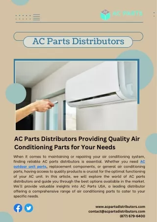 AC Parts Distributors Providing Quality Air Conditioning Parts for Your Needs