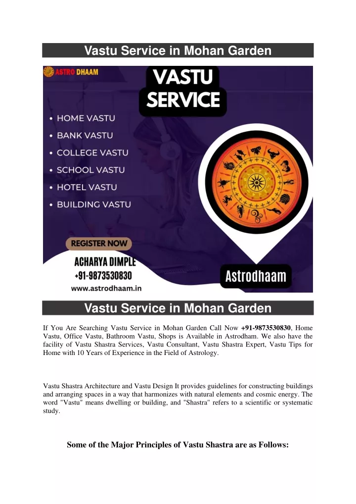 vastu service in mohan garden