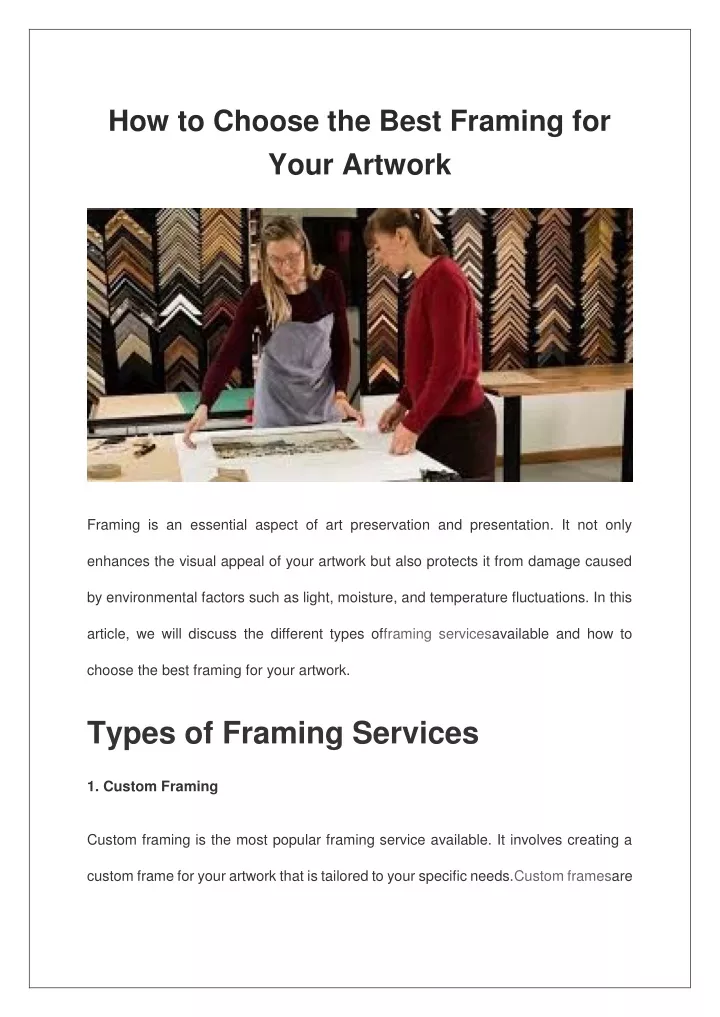 how to choose the best framing for your artwork