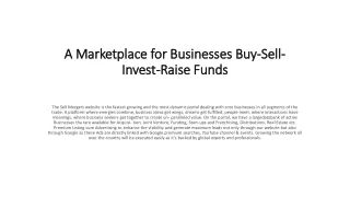 A Marketplace for Businesses Buy-Sell-Invest-Raise Funds
