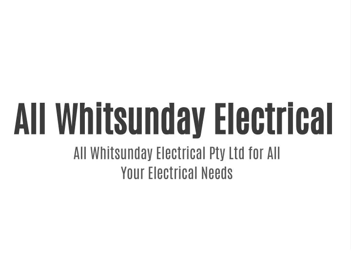 all whitsunday electrical all whitsunday