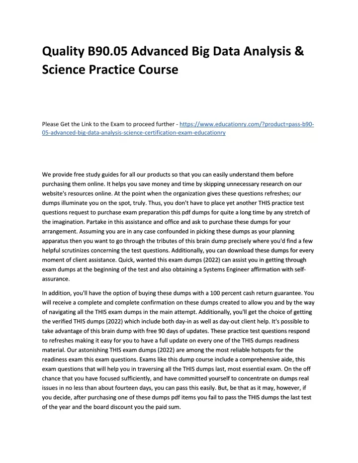quality b90 05 advanced big data analysis science