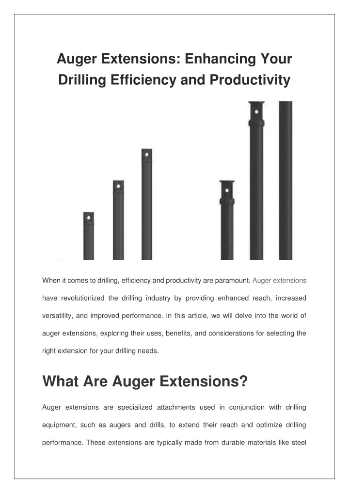 auger extensions enhancing your drilling