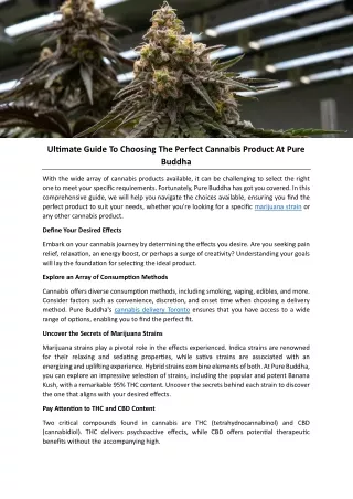 Ultimate Guide To Choosing The Perfect Cannabis Product At Pure Buddha