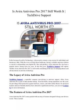Is Avira Antivirus Pro 2017 Still Worth It - TechDrive Support