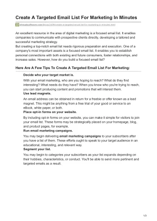create a targeted email list for marketing