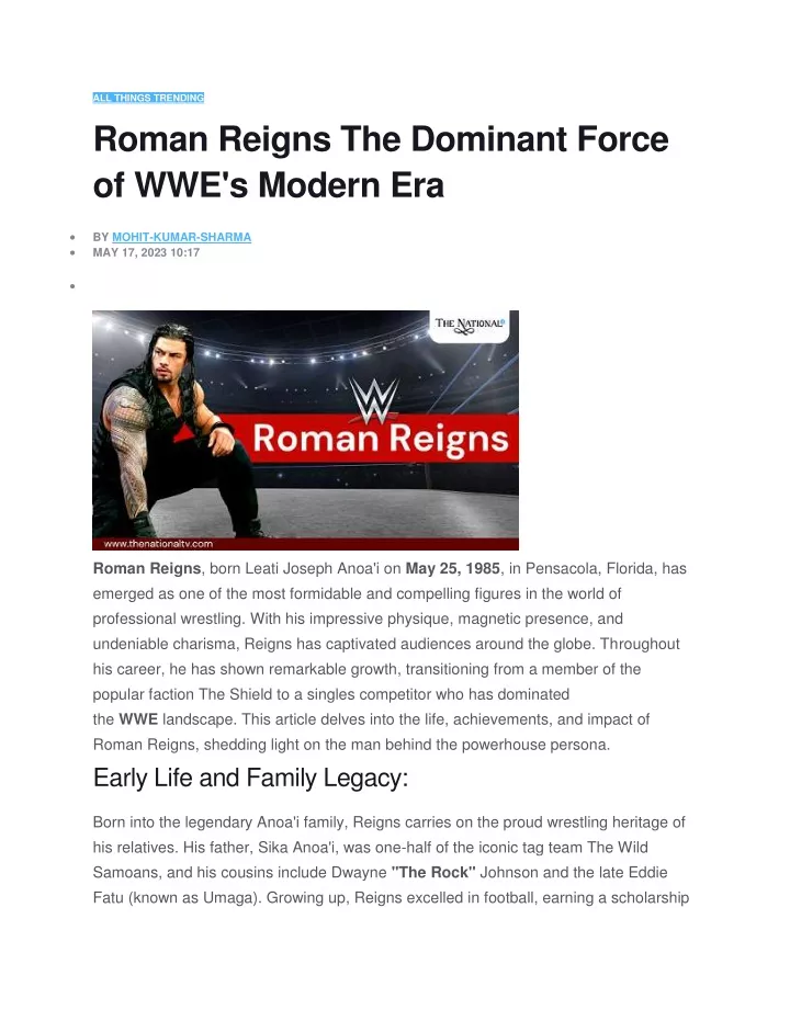 all things trending roman reigns the dominant