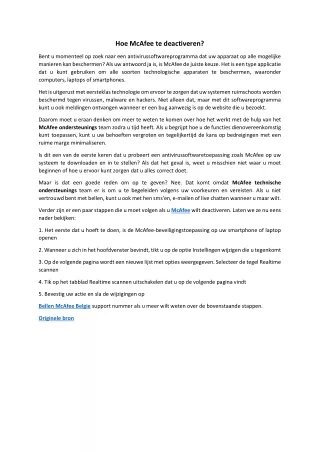 Hoe McAfee te deactiveren?