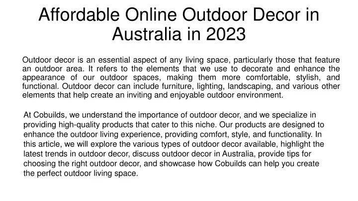 affordable online outdoor decor in australia in 2023