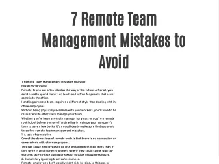 7 Remote Team Management Mistakes to Avoid