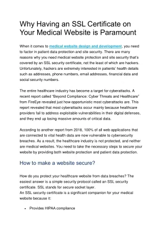 why having an ssl certificate on your medical