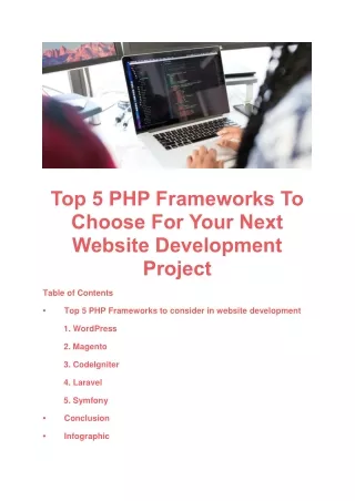 Top 5 PHP frameworks For Website Development