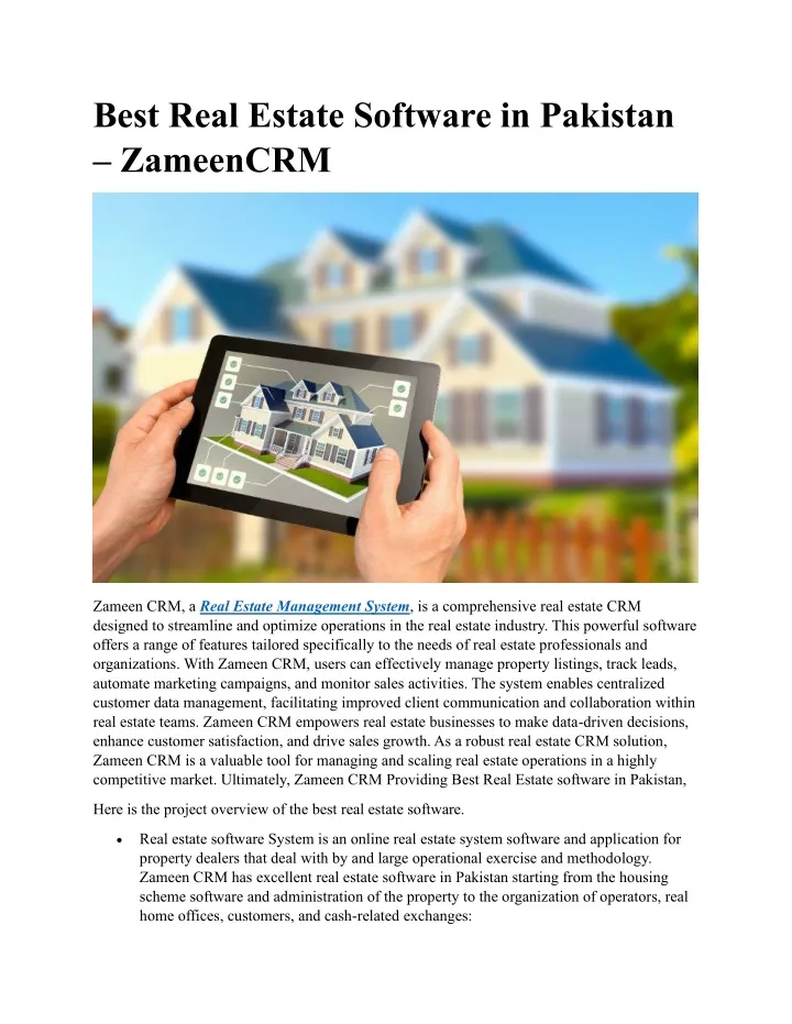 best real estate software in pakistan zameencrm