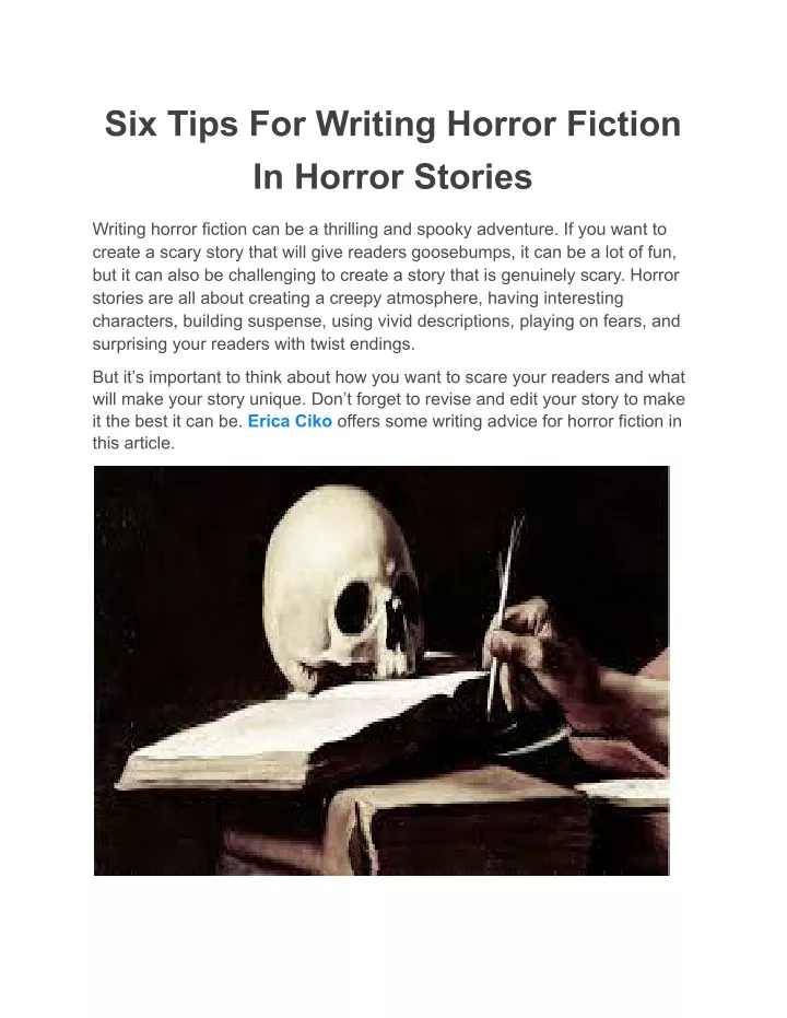 six tips for writing horror fiction in horror