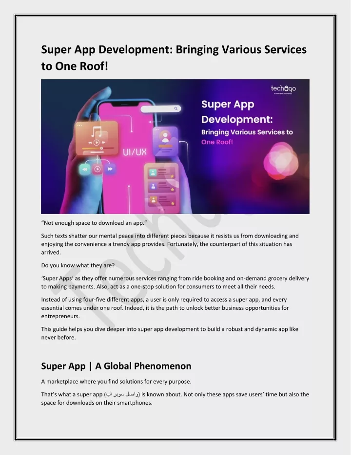 super app development bringing various services