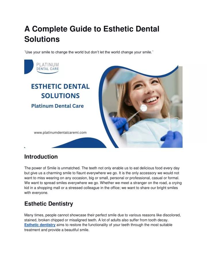 a complete guide to esthetic dental solutions