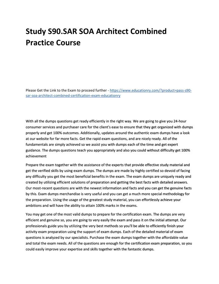 study s90 sar soa architect combined practice