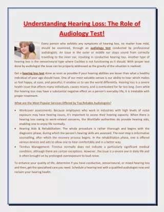 understanding hearing loss the role of audiology