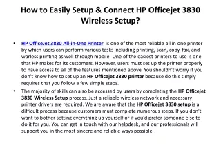 How to Easily Setup & Connect HP Officejet 3830