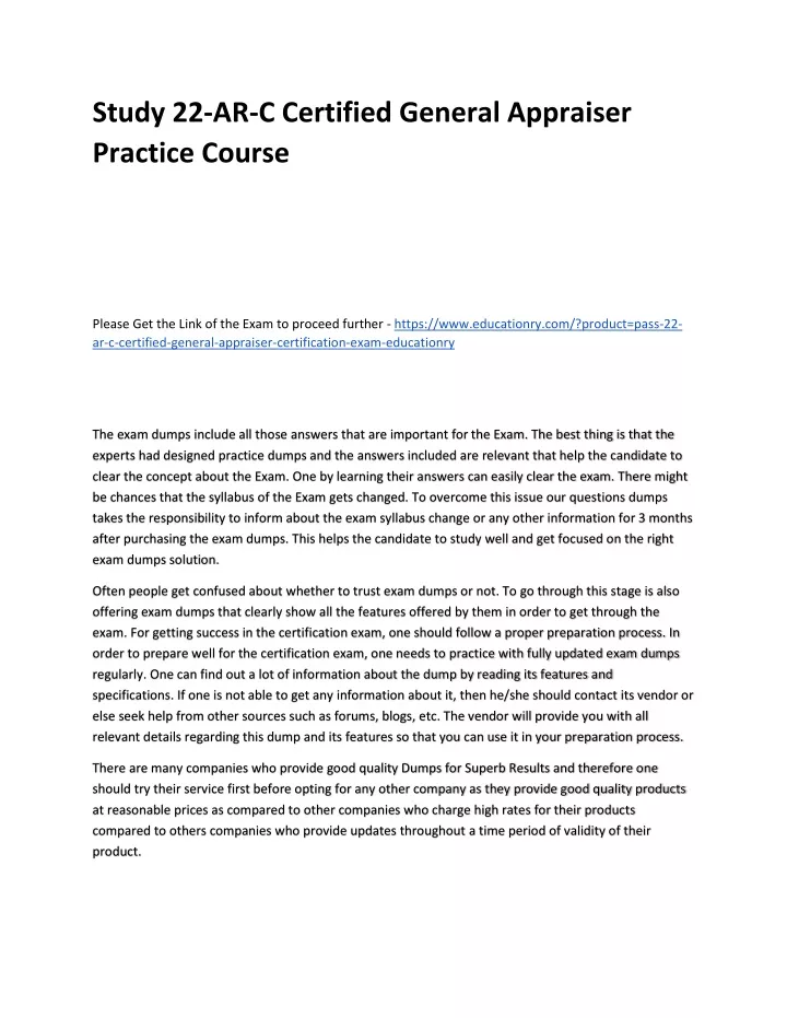 study 22 ar c certified general appraiser