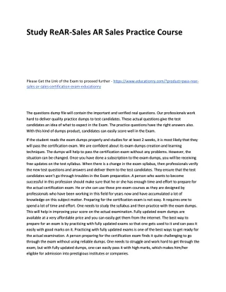 study rear sales ar sales practice course
