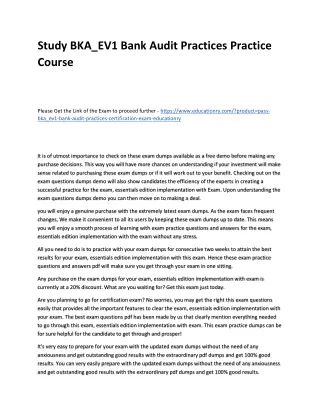study bka ev1 bank audit practices practice course