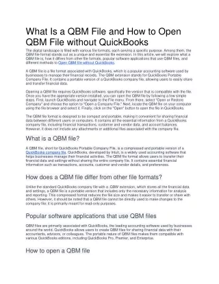 What Is a QBM File and How to Open QBM File without QuickBooks