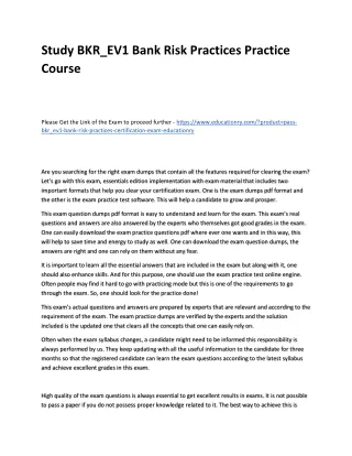 study bkr ev1 bank risk practices practice course
