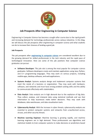 job prospects after engineering in computer