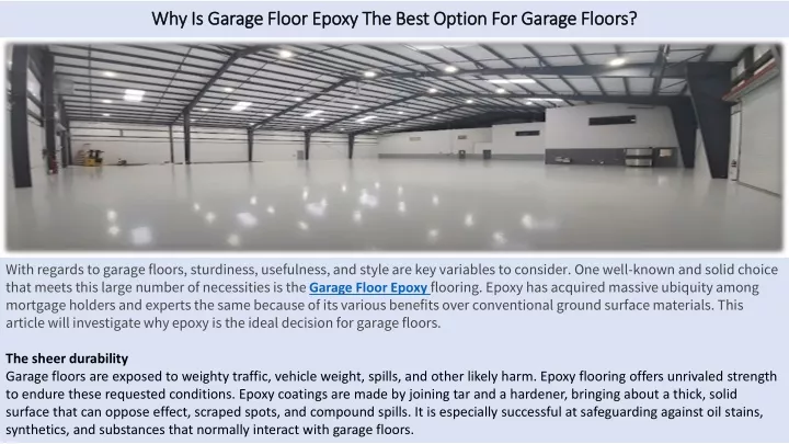 why is garage floor epoxy the best option for garage floors