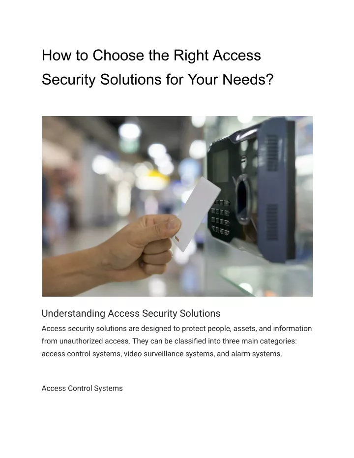 how to choose the right access security solutions