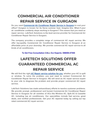 COMMERCIAL AIR CONDITIONER REPAIR SERVICE IN GURGAON