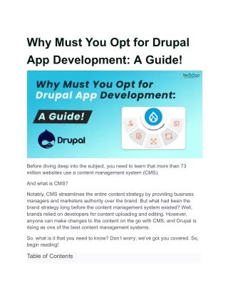 Why Must You Opt for Drupal App Development A Guide!
