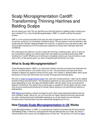 Scalp Micropigmentation Cardiff Transforming Thinning Hairlines and Balding Scalps